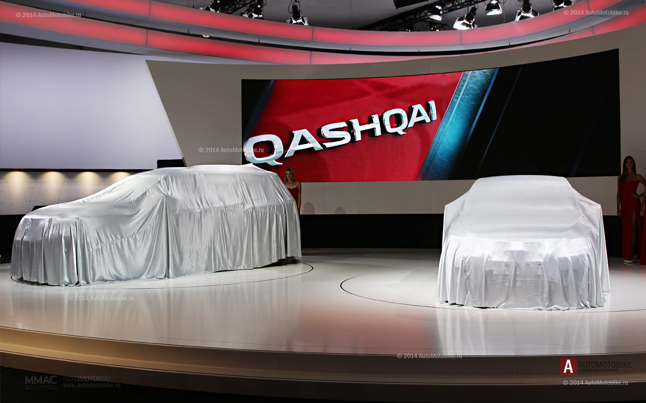 Nissan Pathfinder Hybrid 2014 премьера на автосалоне в ММАС 2014 в Москве Начало презентации нового внедорожника Nissan Pathfinder Hybrid 2014 на стенде Ниссан в автосалоне в Москве 2014