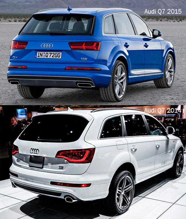 Сравнение нового поколения Audi Q7 2015 и Audi Q7 2014 года фотографии отличий Сравнение нового поколения Audi Q7 2015 и Audi Q7 2014 года